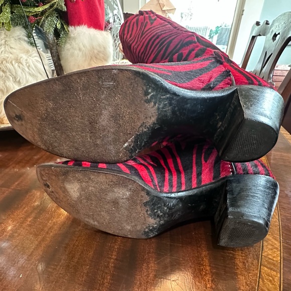 Red and Black Zebra Print Boots - Picture 8 of 11